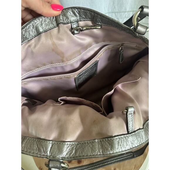 Coach Audrey Metallic Cinch Tie Perforated Tote Leather Crossbody 19568 - Picture 7 of 13